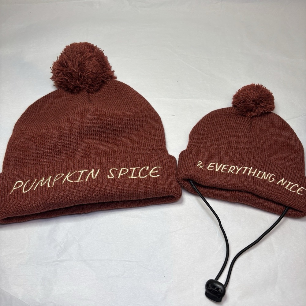 Matching Pet & Owner Hat Beanie Toboggan Pumpkin Spice Cute Fall FS Cat Dog Pup